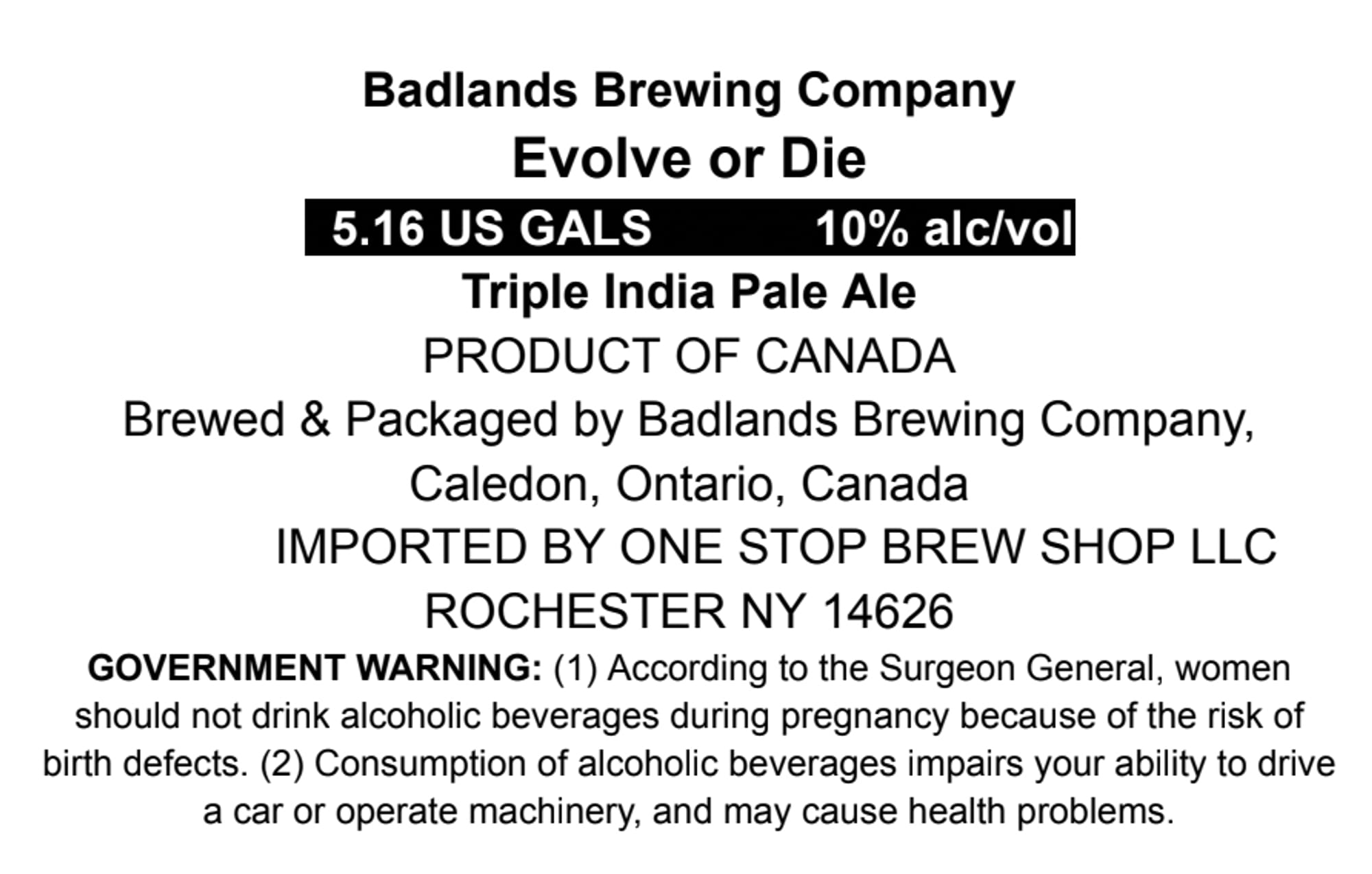 Evolve or Die by Badlands Brewing Company - beer label