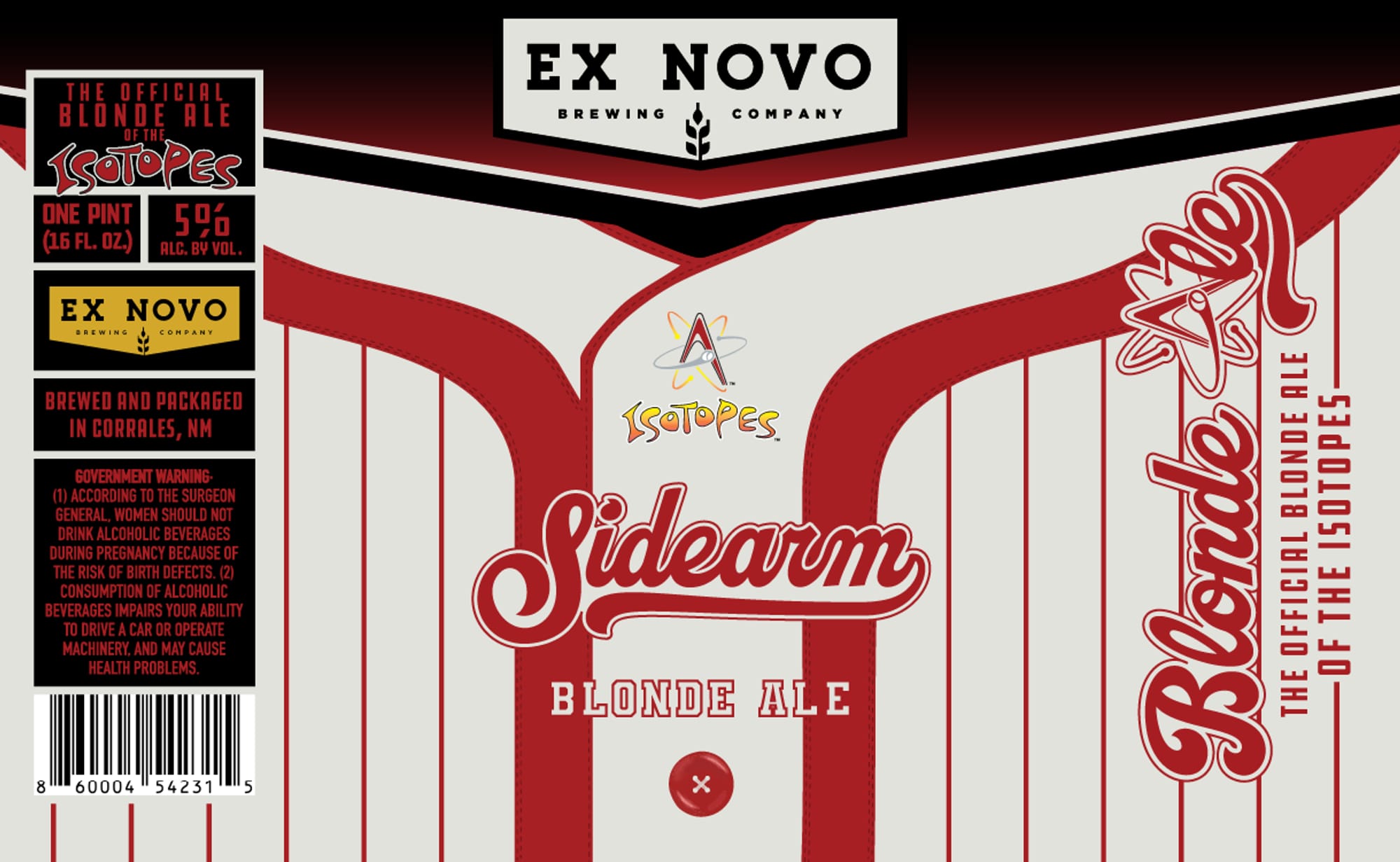 Sidearm Blonde Ale by Ex Novo Brewing Company - beer label