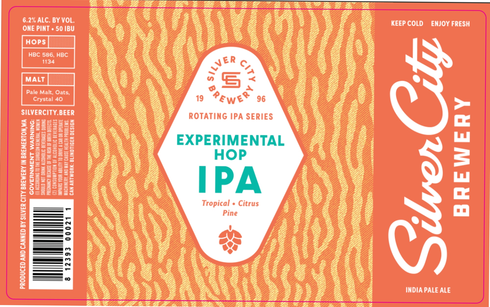 Experimental Hop IPA by Silver City Brewery - beer label