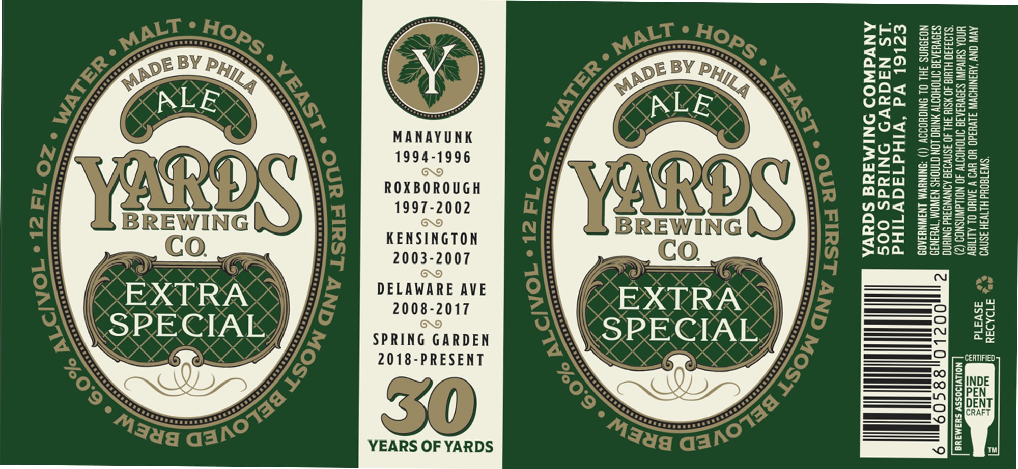 Extra Special Ale by Yards Brewing Company - beer label