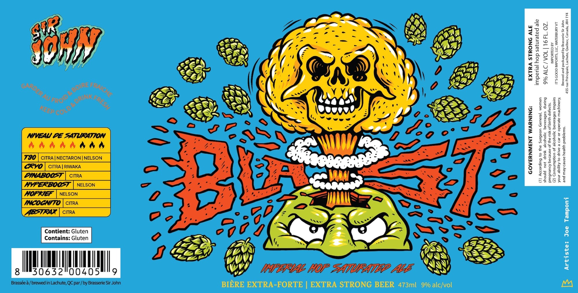 Extra Strong Imperial Hop Saturator Ale by Brasserie Sir John - beer label