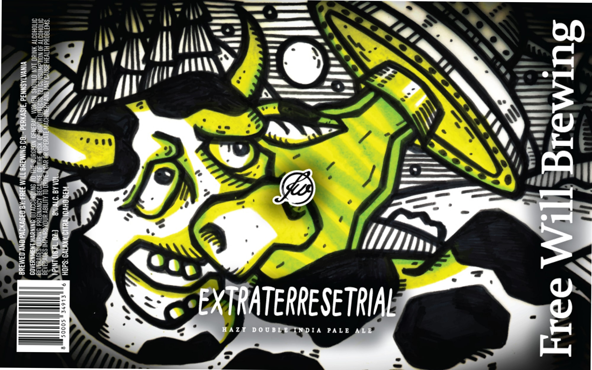 EXTRATERRESTRIAL by FREE WILL BREWING - beer label