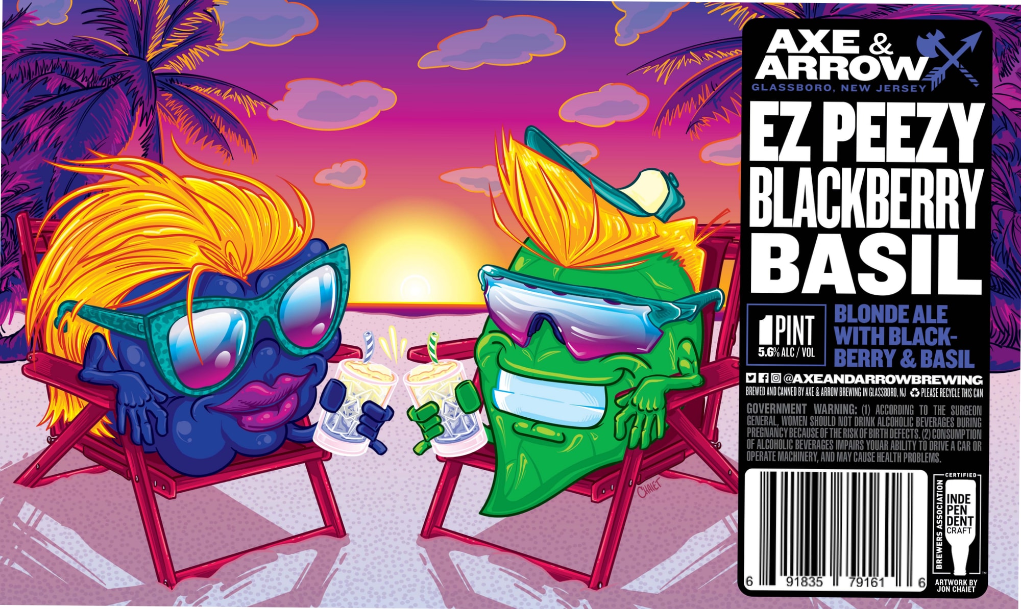 Ez Peezy Blackberry Basil by Axe & Arrow Brewing - beer label