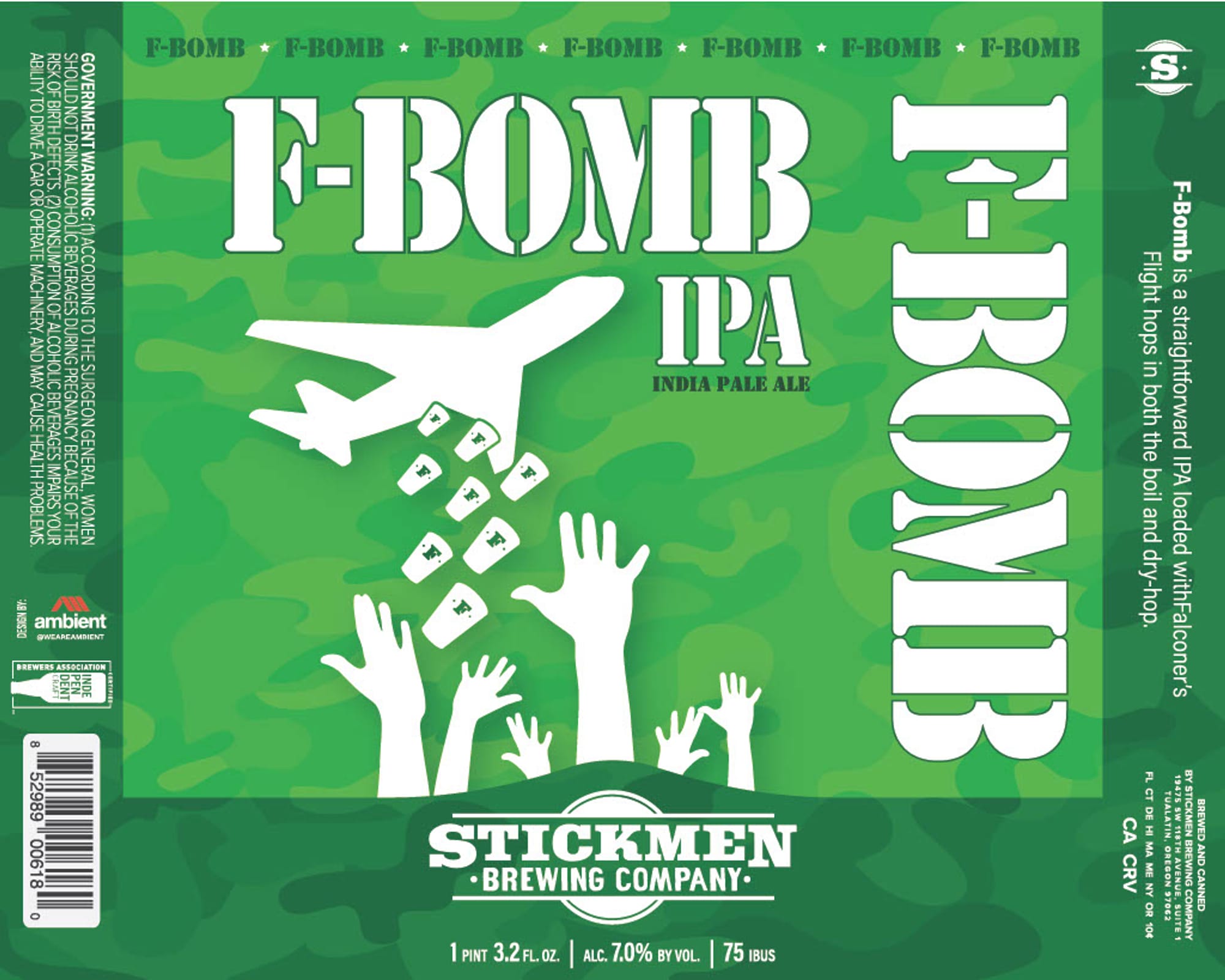 F-Bomb IPA by Stickmen Brewing Company - beer label