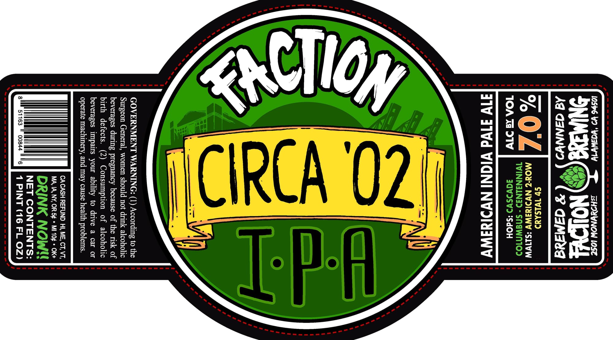 Circa ‘02 by Faction Brewing - beer label