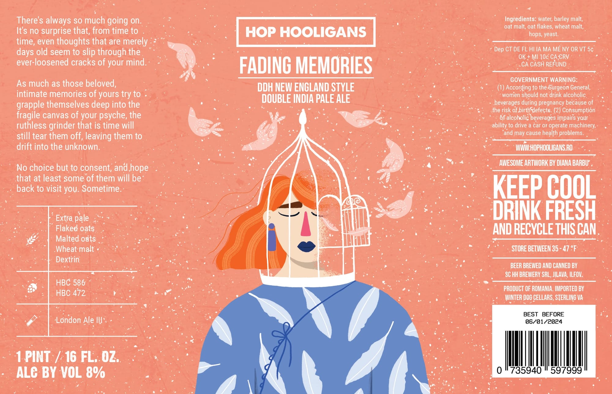 Fading Memories by Hop Hooligans - beer label