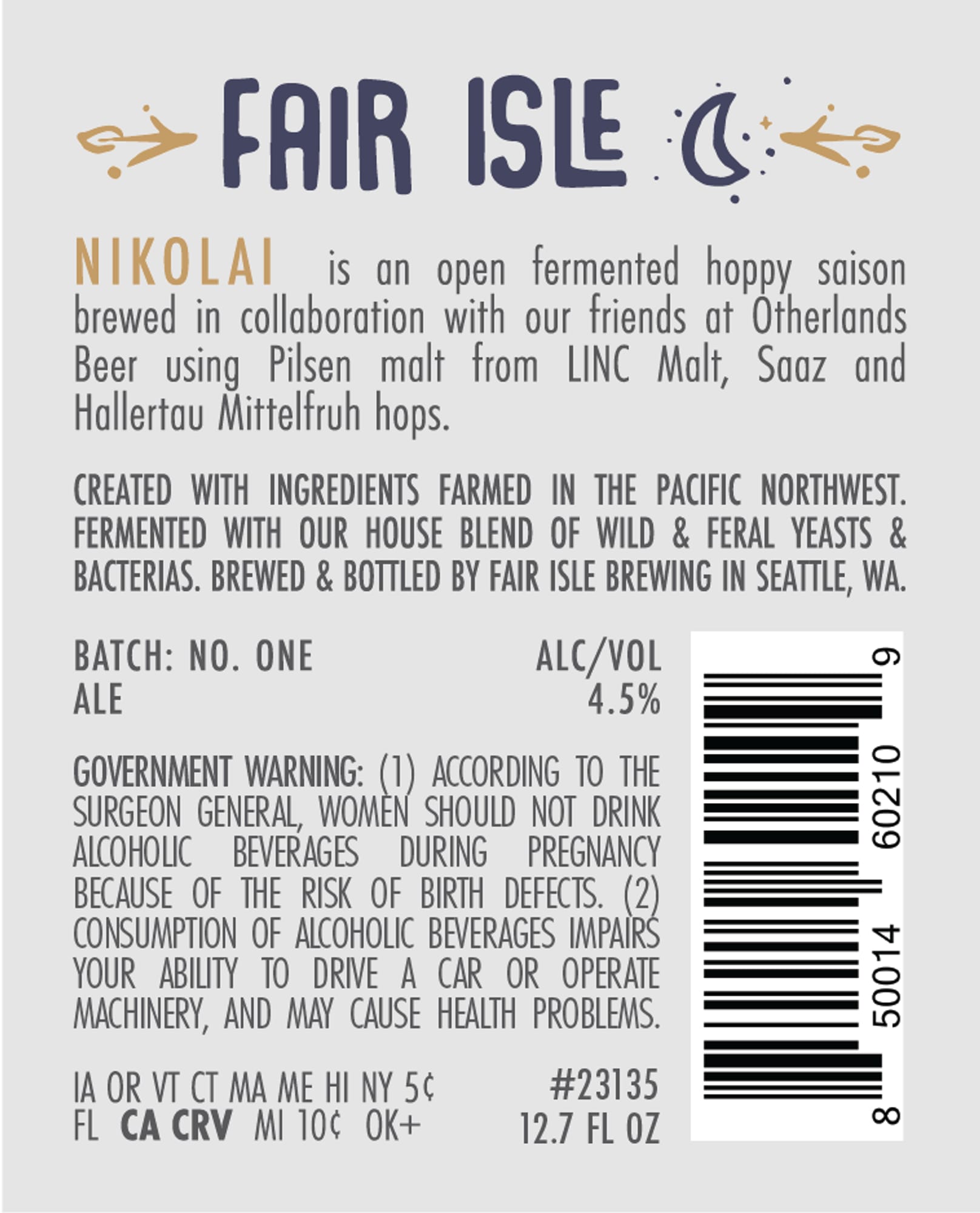 Nikolai by Fair Isle Brewing - beer label