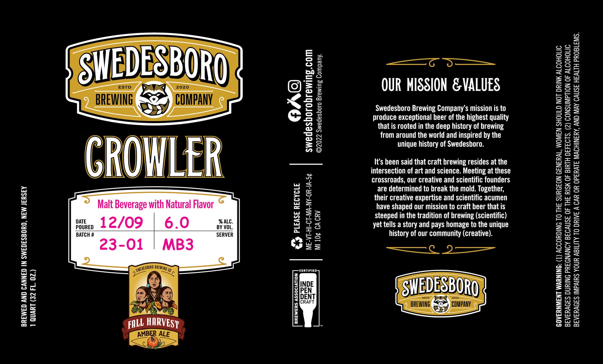 Fall Harvest by Swedesboro Brewing Company - beer label