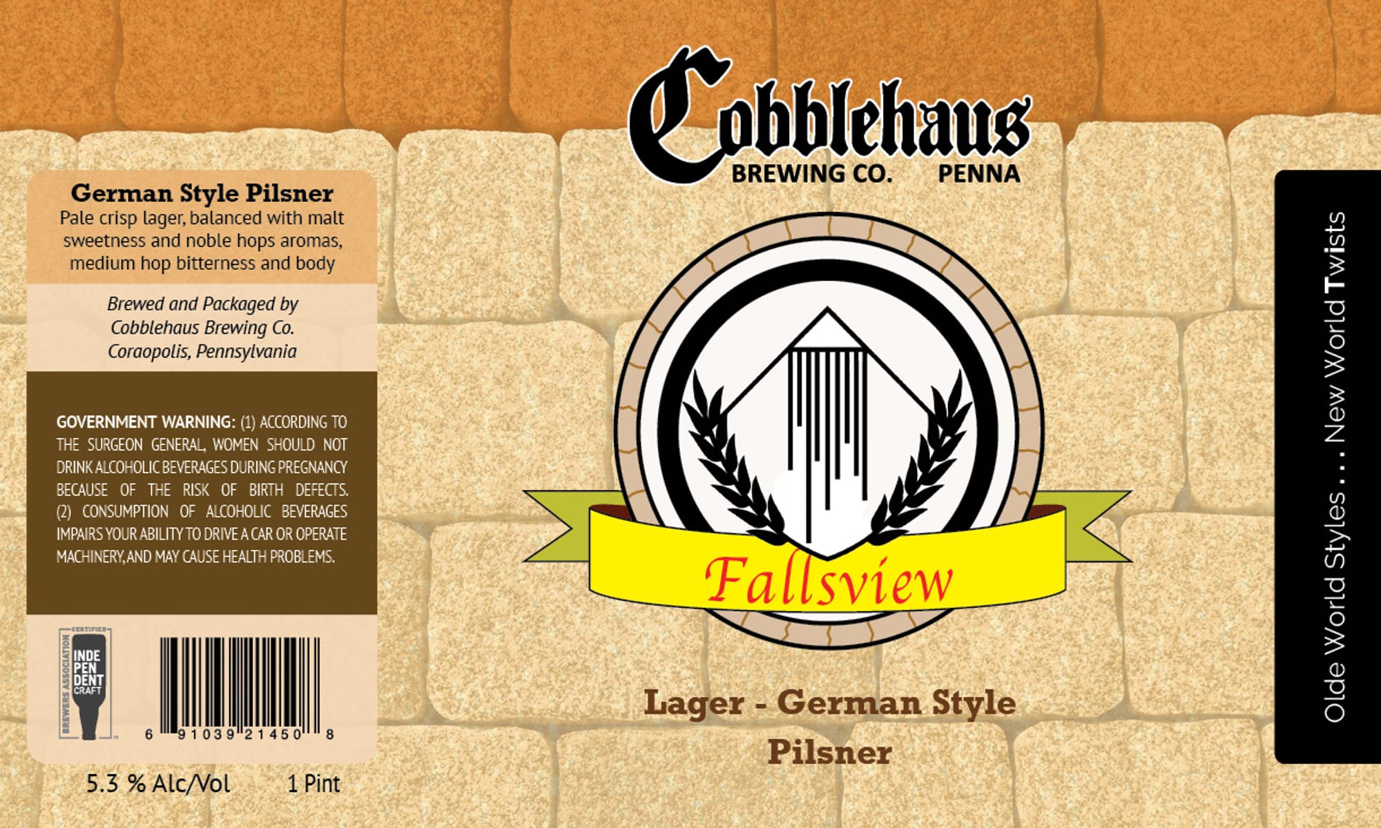 Fallsview Lager - German Style Pilsner by Cobblehaus Brewing Co. - beer label