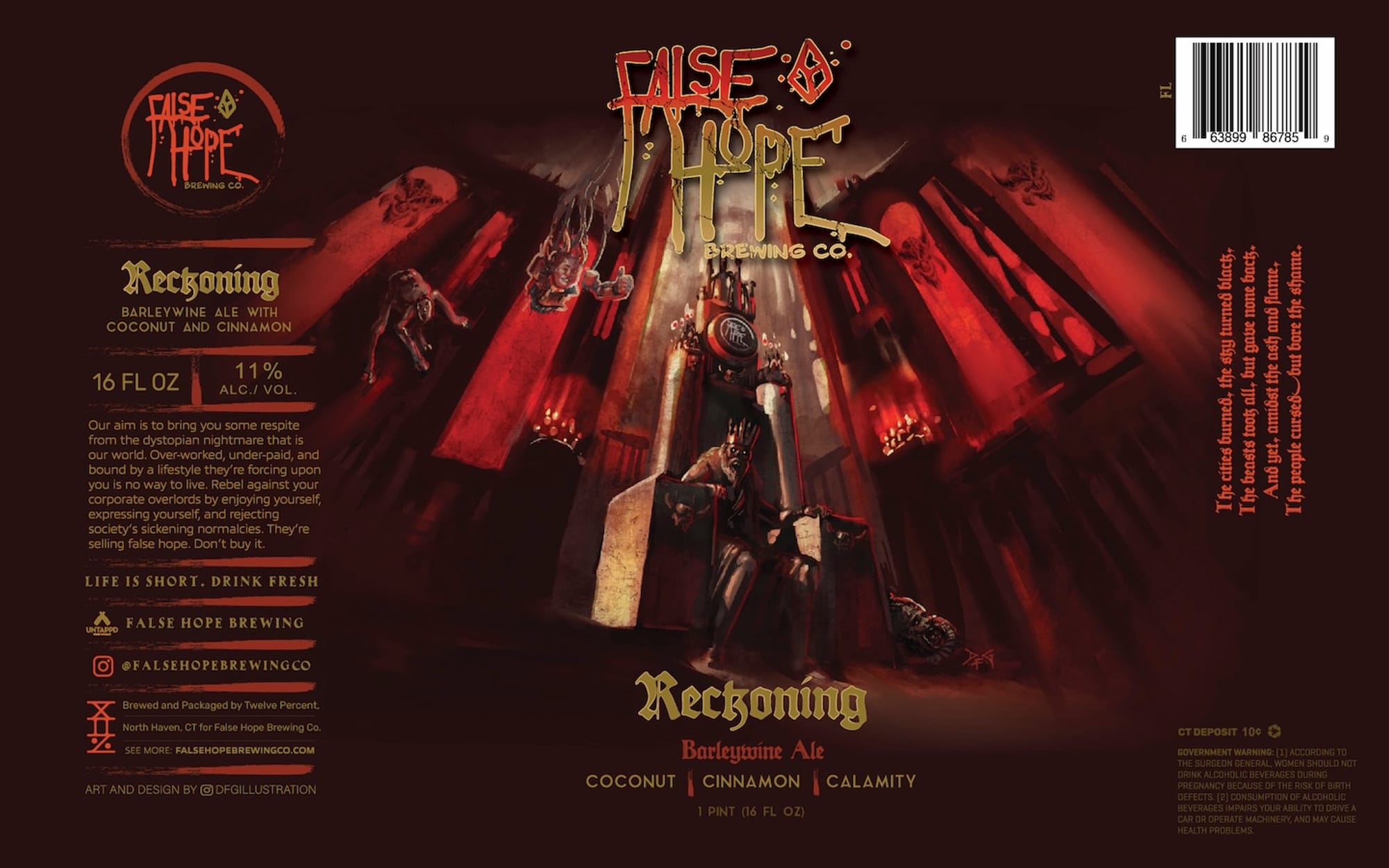 Reckoning by False Hope Brewing Co. - beer label