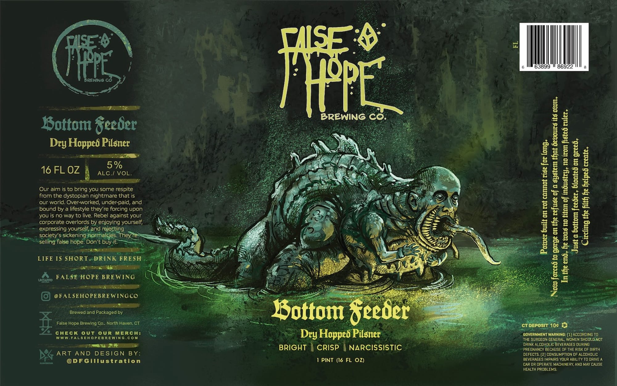 Bottom Feeder by False Hope Brewing Co. - beer label