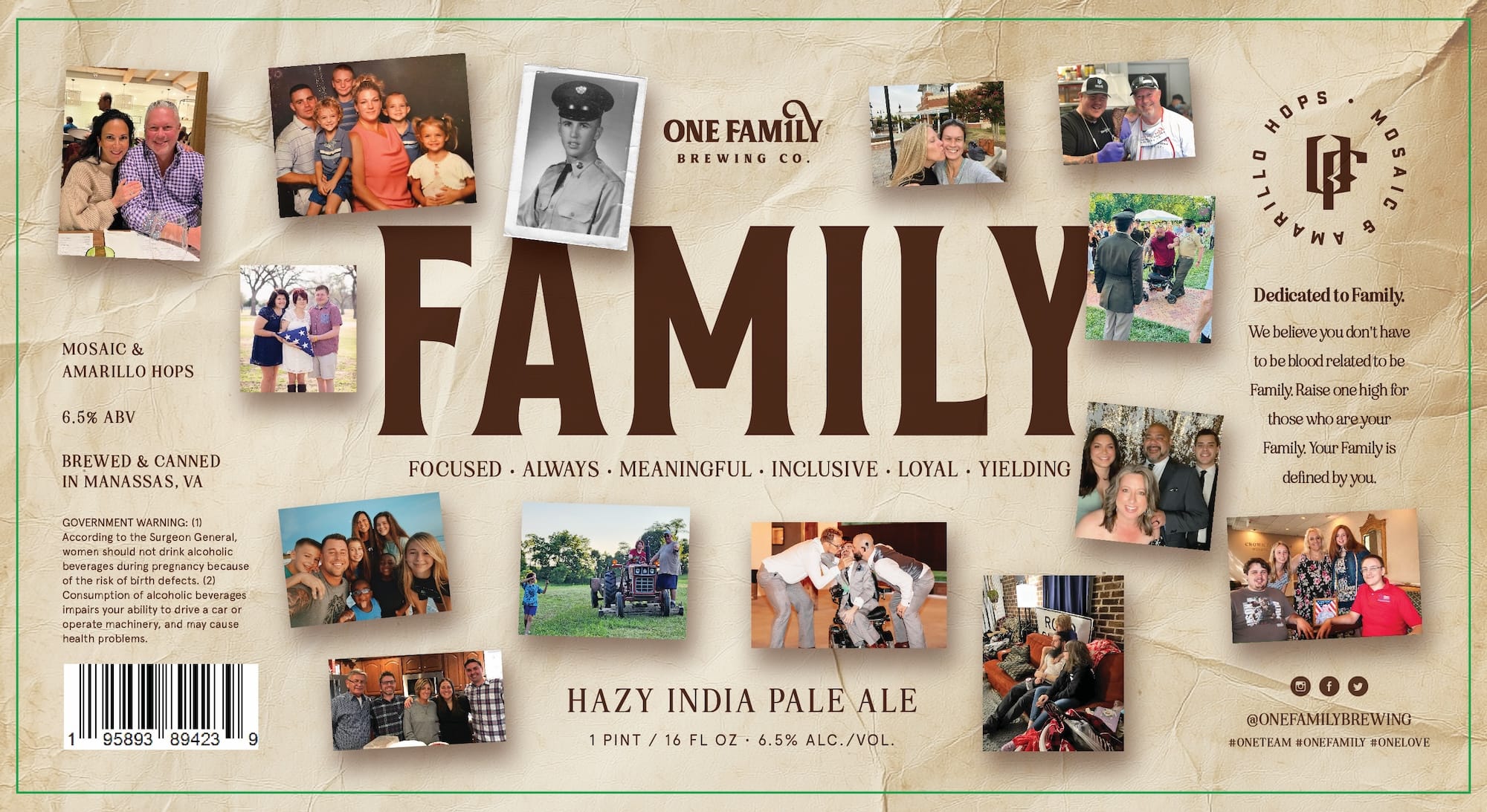 Family Hazy India Pale Ale by One Family Brewing Co. - beer label
