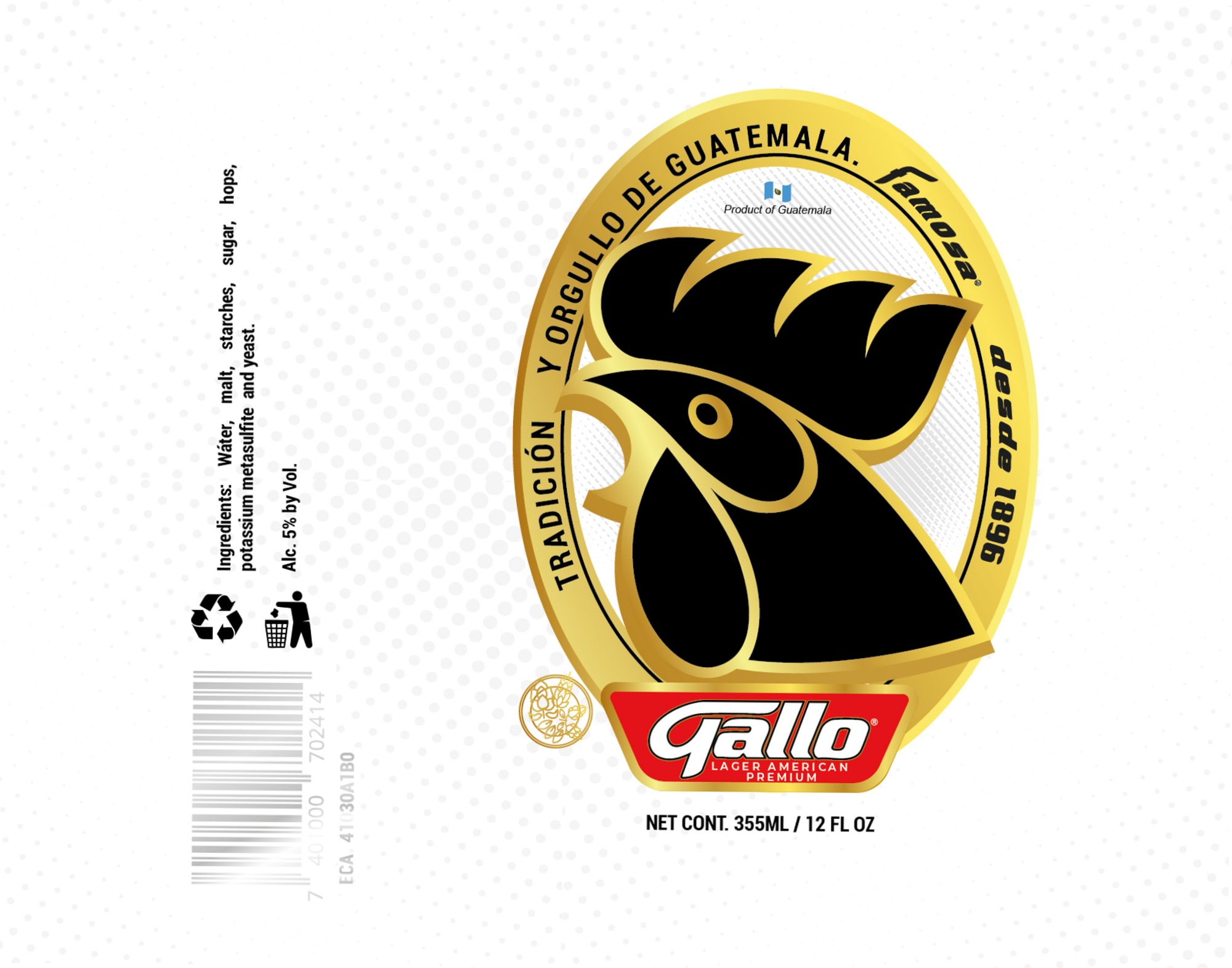 Famosa Lager by Cervecería Gallo - beer label