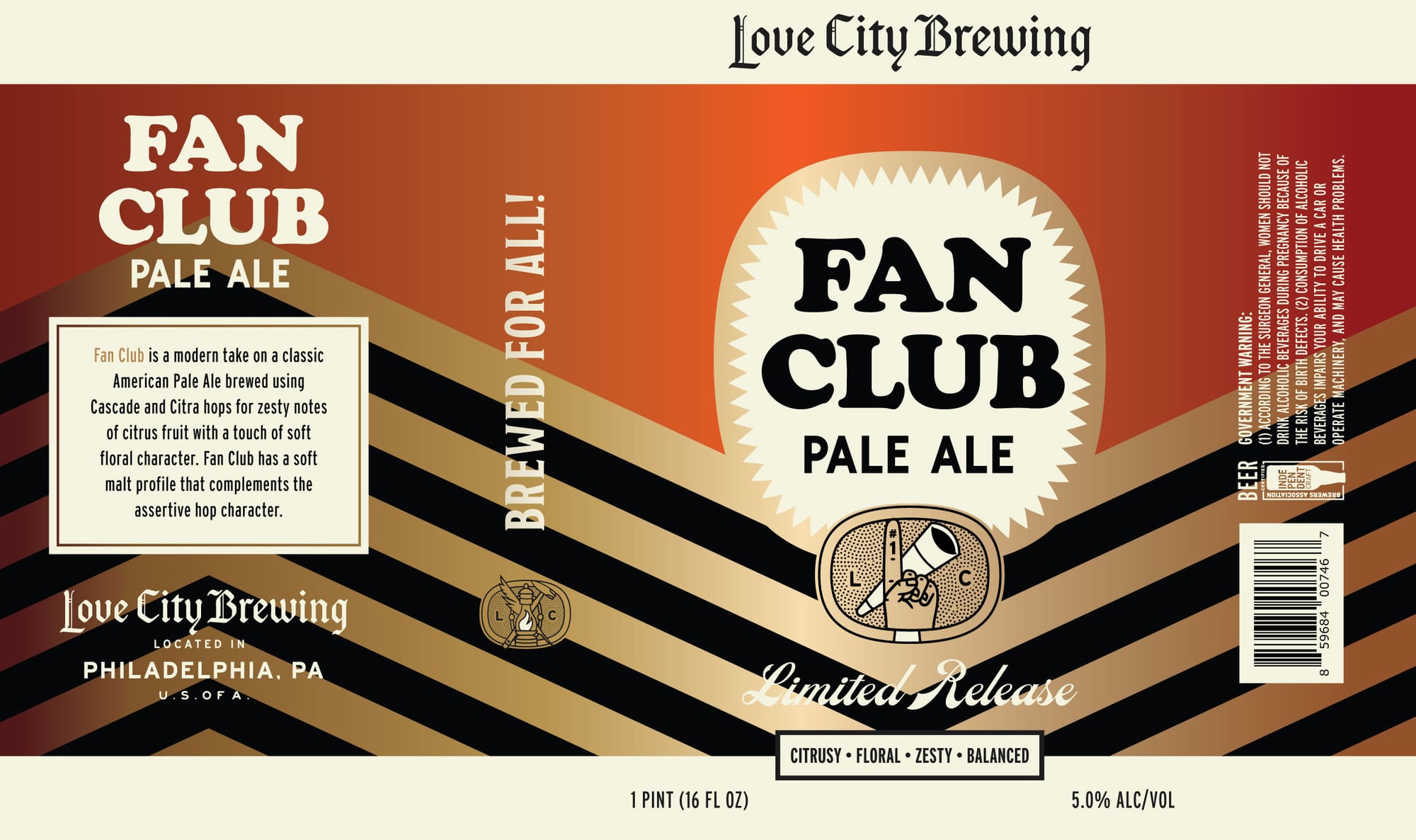 Fan Club Pale Ale by Love City Brewing - beer label