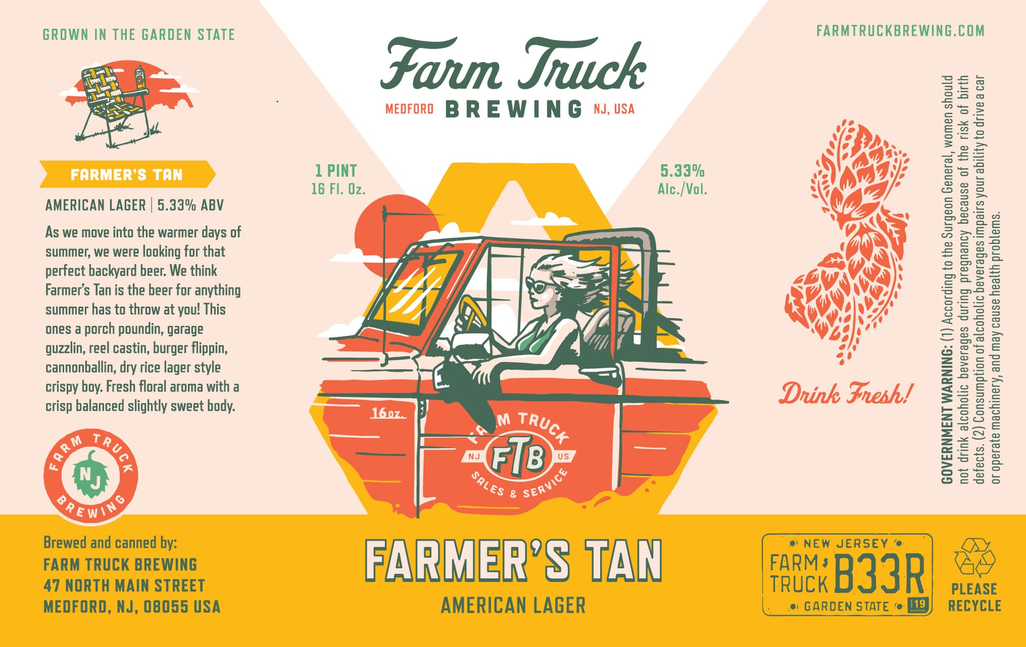 Farmer's Tan by Farm Truck Brewing - beer label