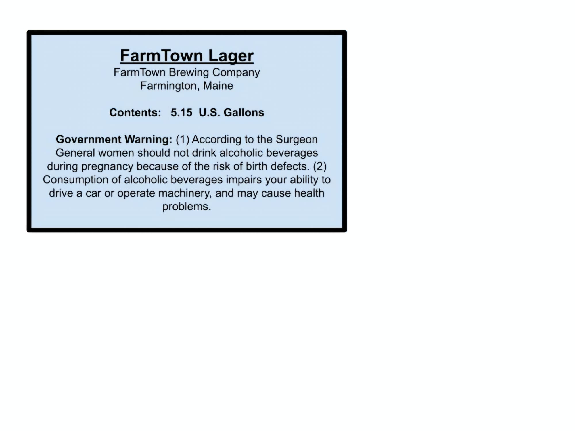 FarmTown Lager by FarmTown Brewing Company - beer label