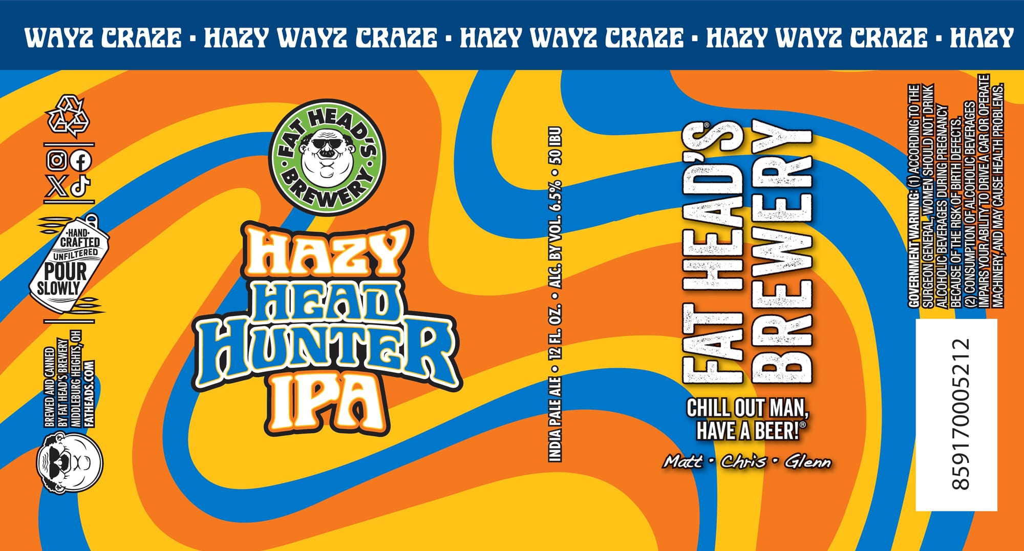 Hazy Hunter IPA by Fat Head’s Brewery - beer label