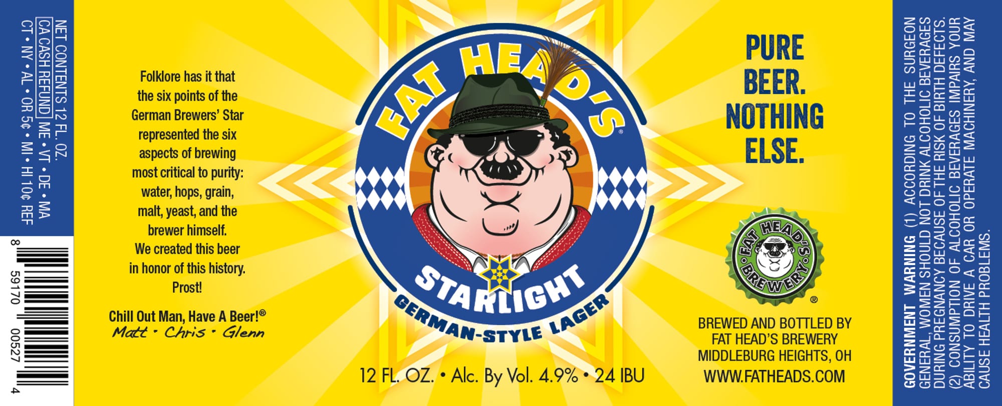 Starlight German-Style Lager by Fat Head's Brewery - beer label