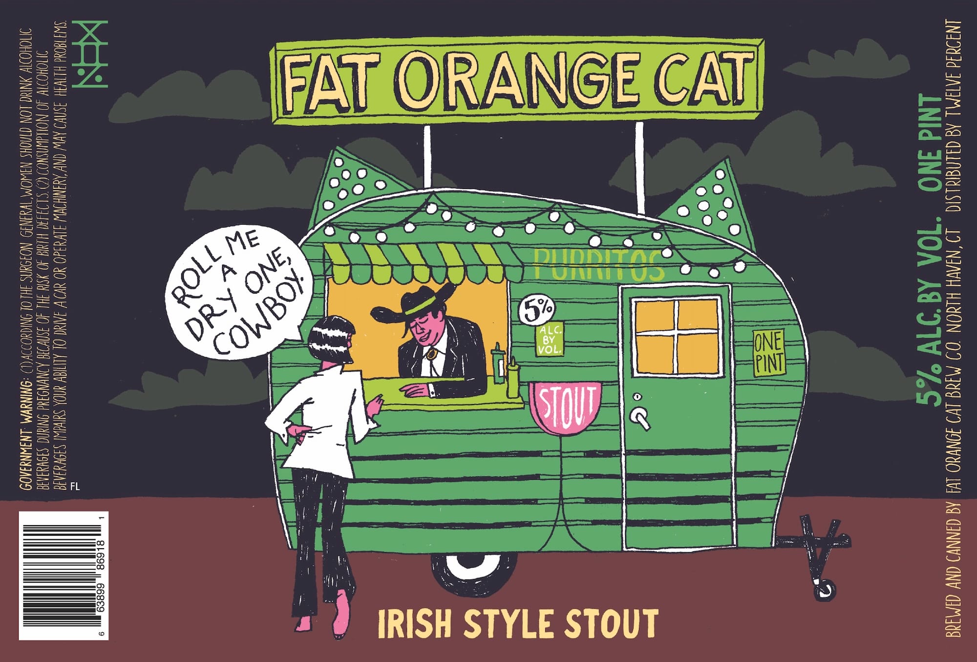 Fat Orange Cat Irish Style Stout by Fat Orange Cat Brew Co. - beer label