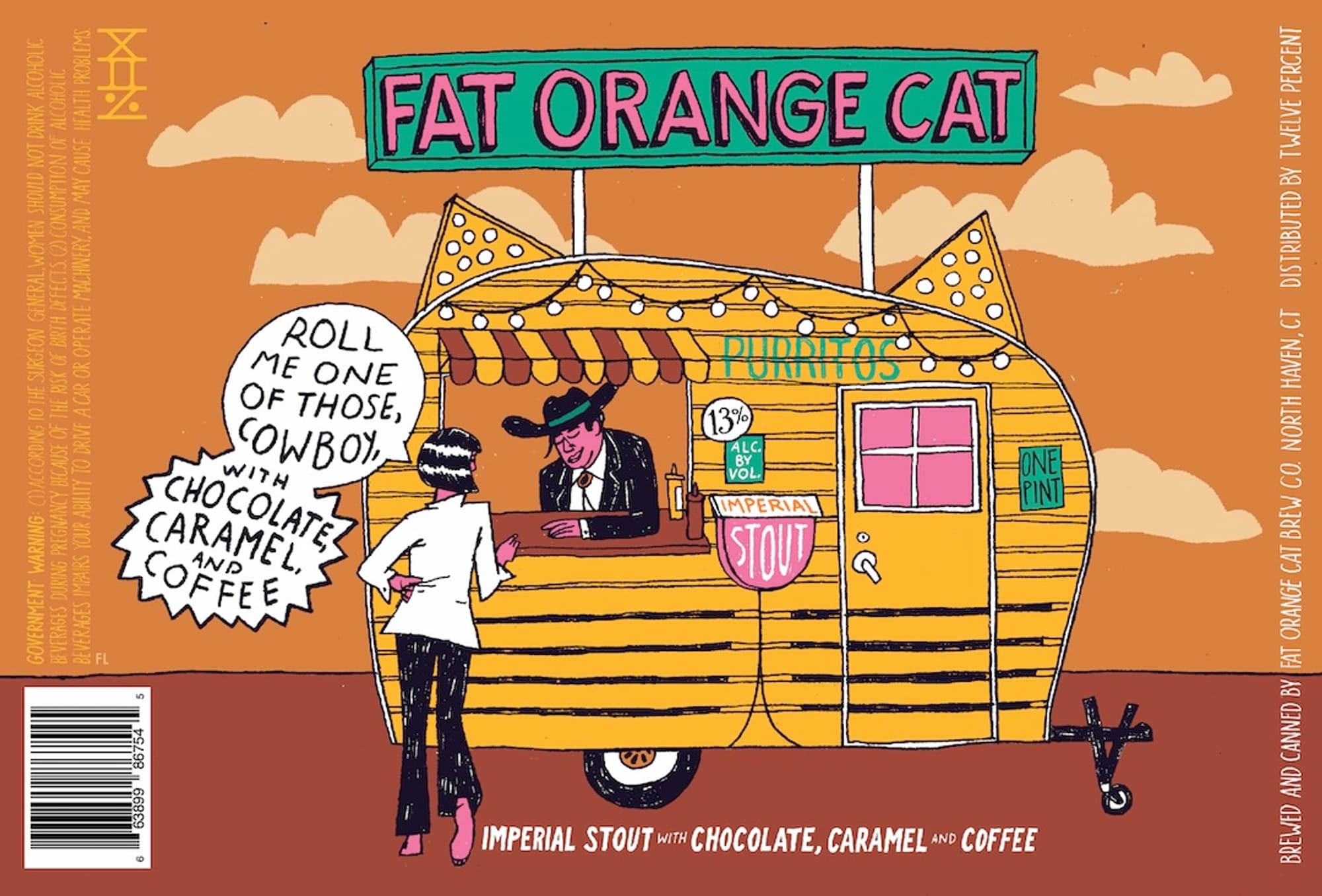 Roll Me One Cowboy by Fat Orange Cat - beer label