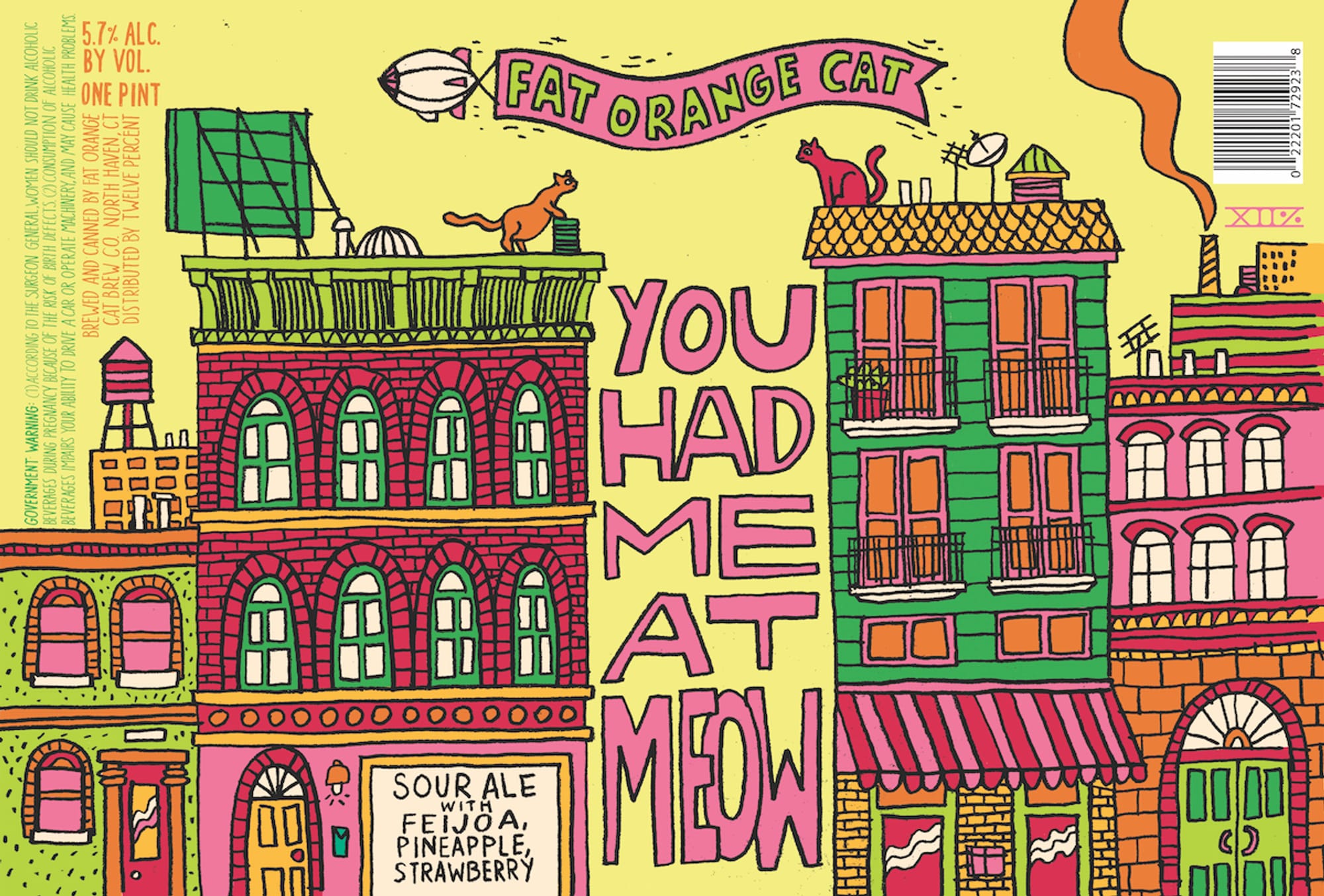 Fat Orange Cat by Two Roads Brewing Company - beer label