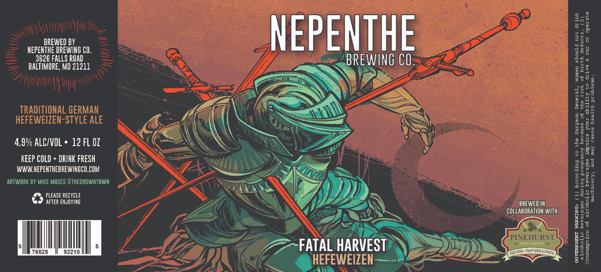 Fatal Harvest Hefeweizen by Nepenthe Brewing Co. - beer label