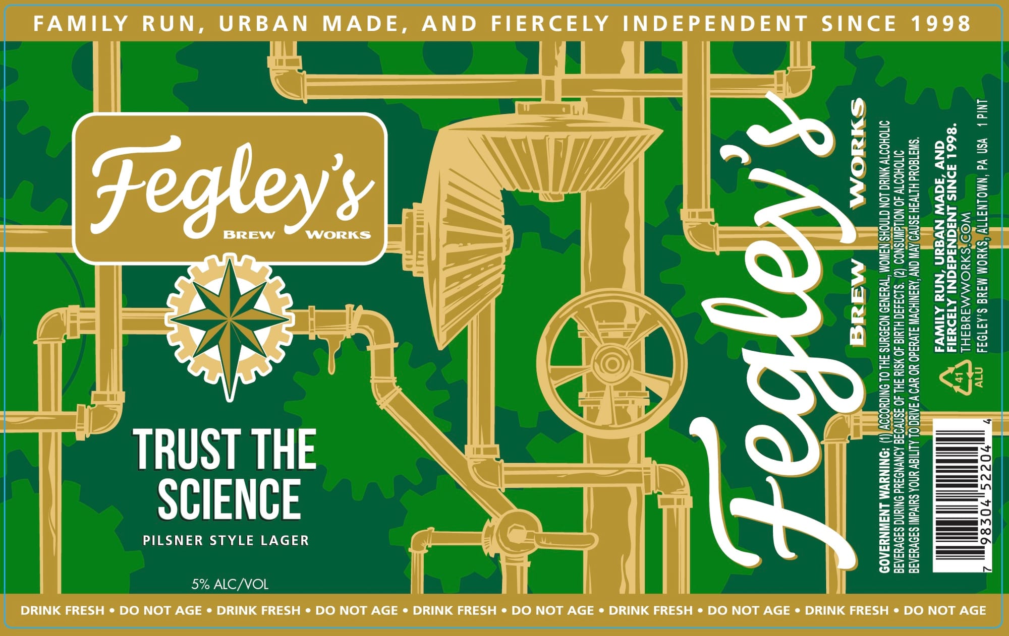Trust the Science by Fegley’s Brew Works - beer label