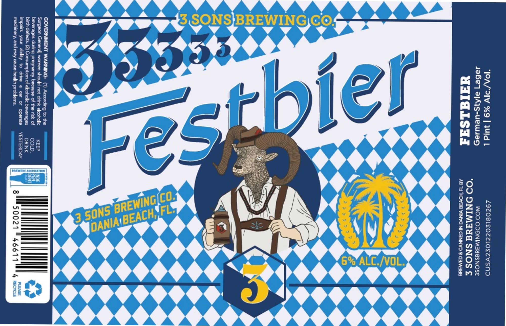 Festbier by 3 Sons Brewing Co. - beer label