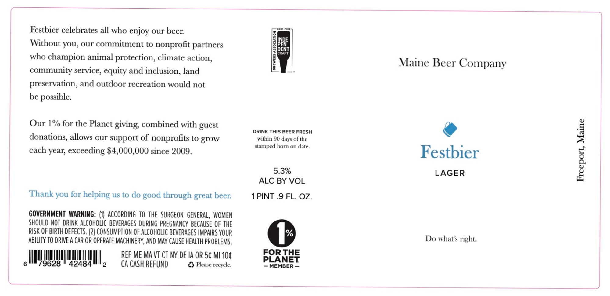 Festbier by Maine Beer Company - beer label