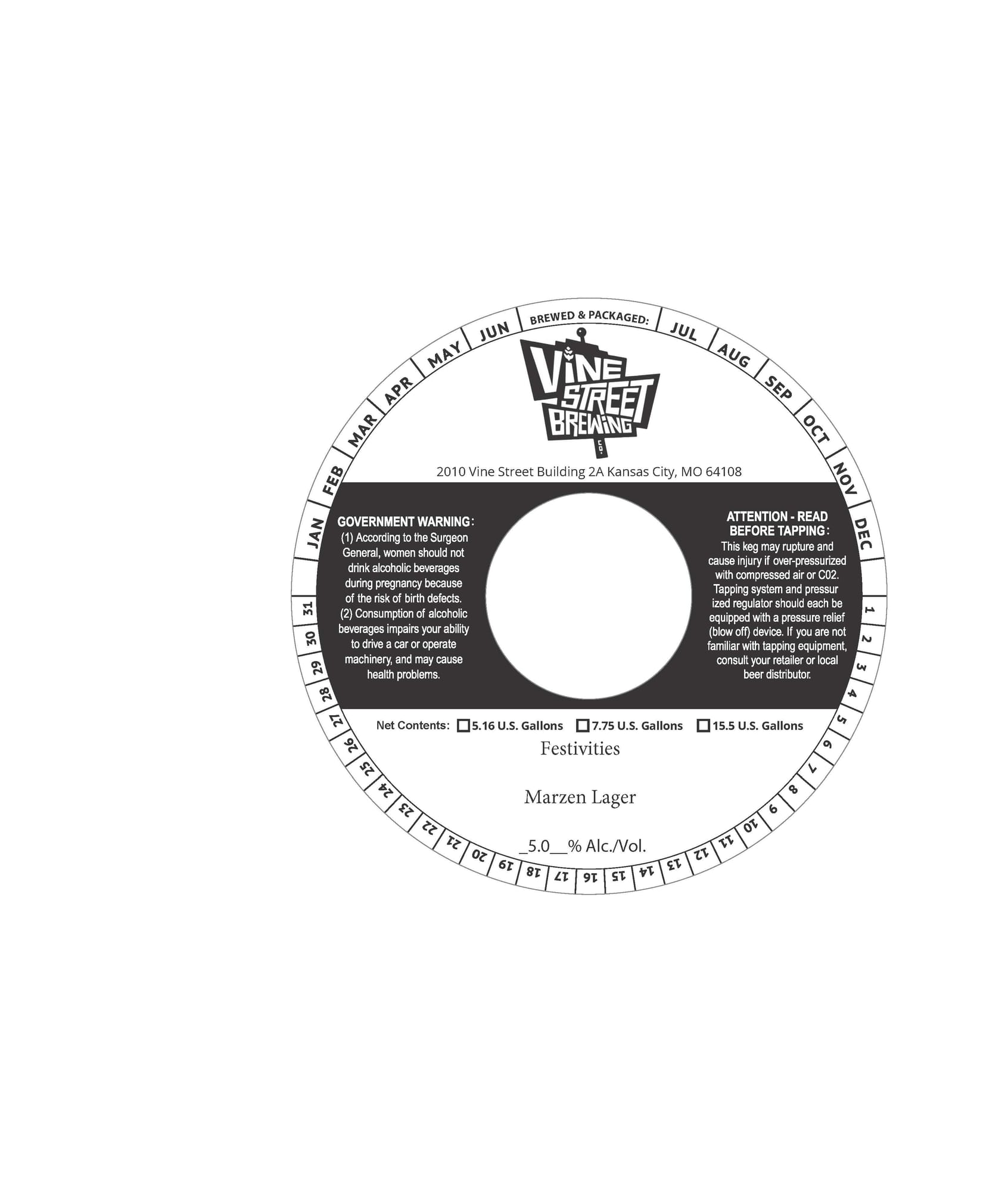 Festivities by Vine Street Brewing - beer label