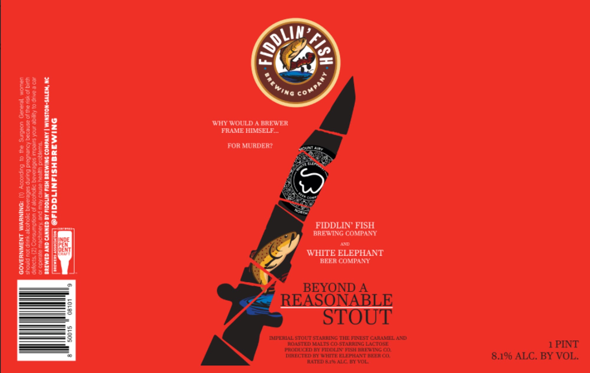 Beyond Reasonable Stout by Fiddlin' Fish Brewing Company - beer label