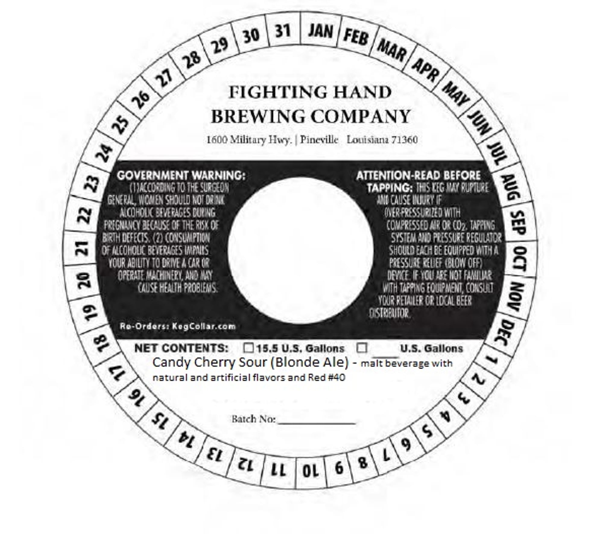 Candy Cherry Sour by Fighting Hand Brewing Company - beer label