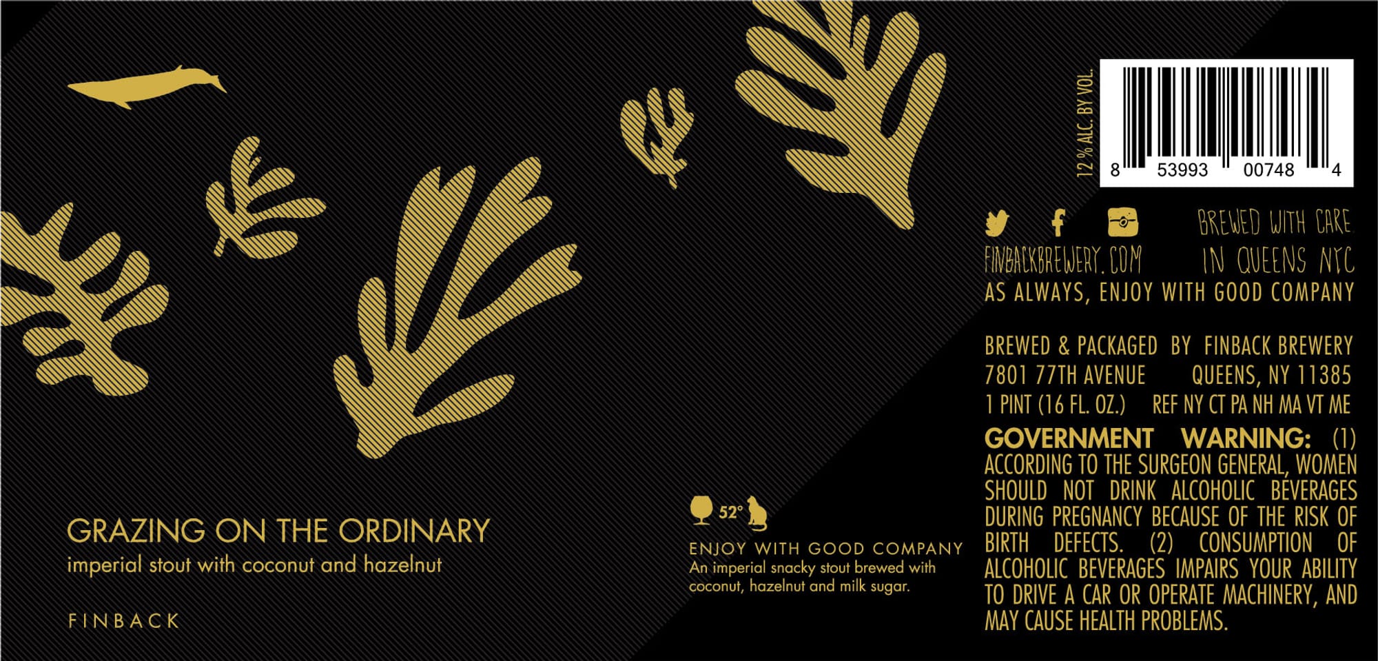 Grazing on the Ordinary by Finback Brewery - beer label