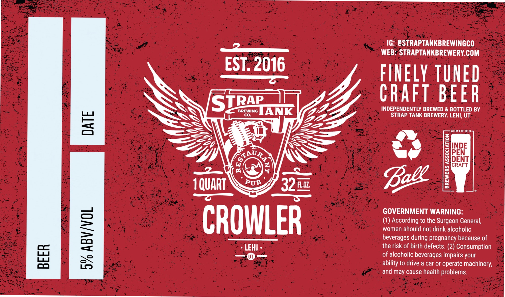 Finely Tuned Craft Beer by Strap Tank Brewing Co. - beer label