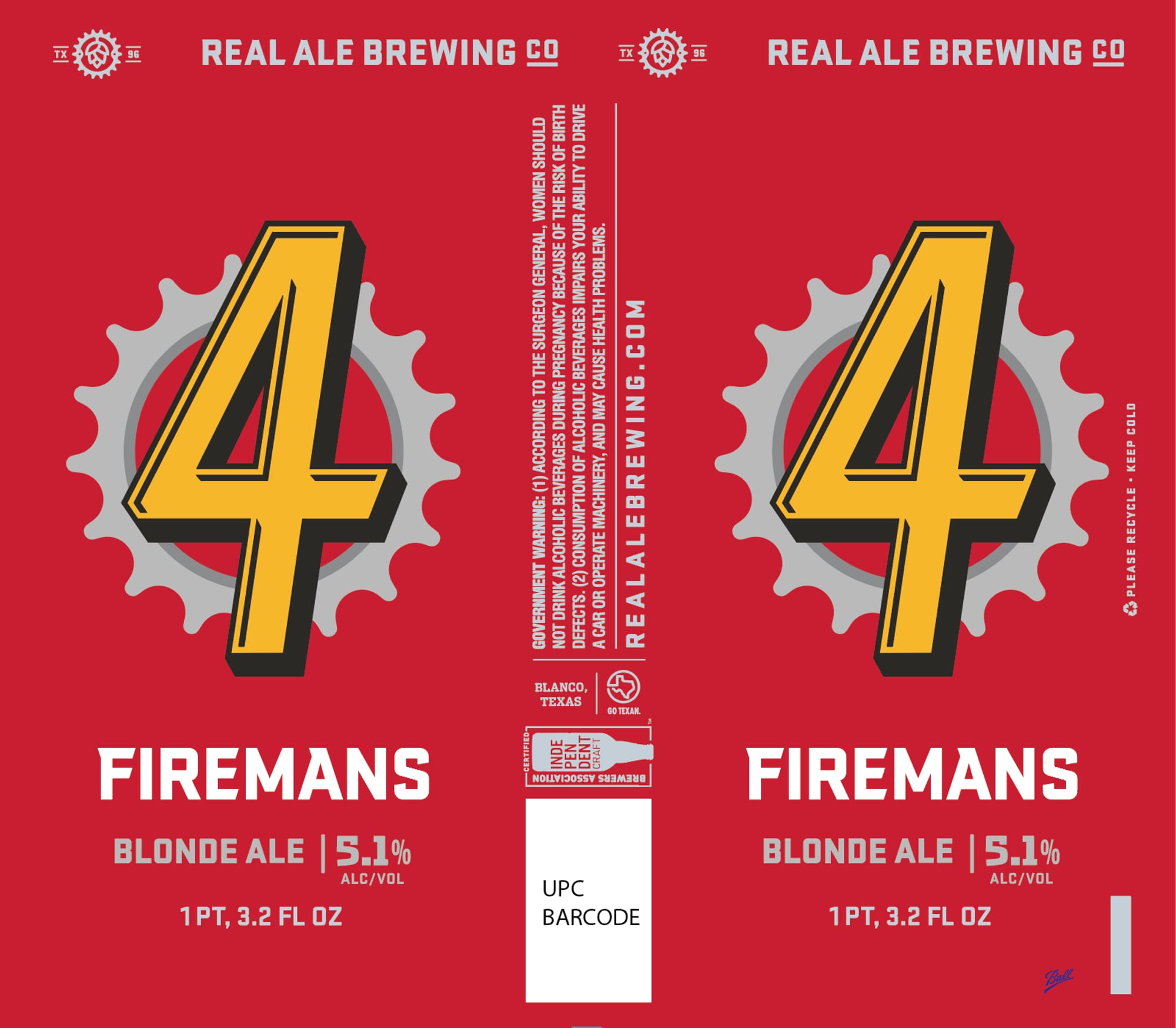 Firemans Blonde Ale by Real Ale Brewing Co. - beer label