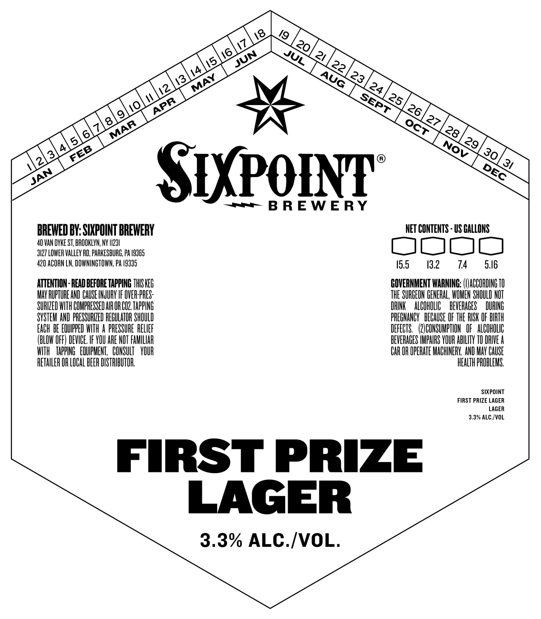 First Prize Lager by Sixpoint Brewery - beer label