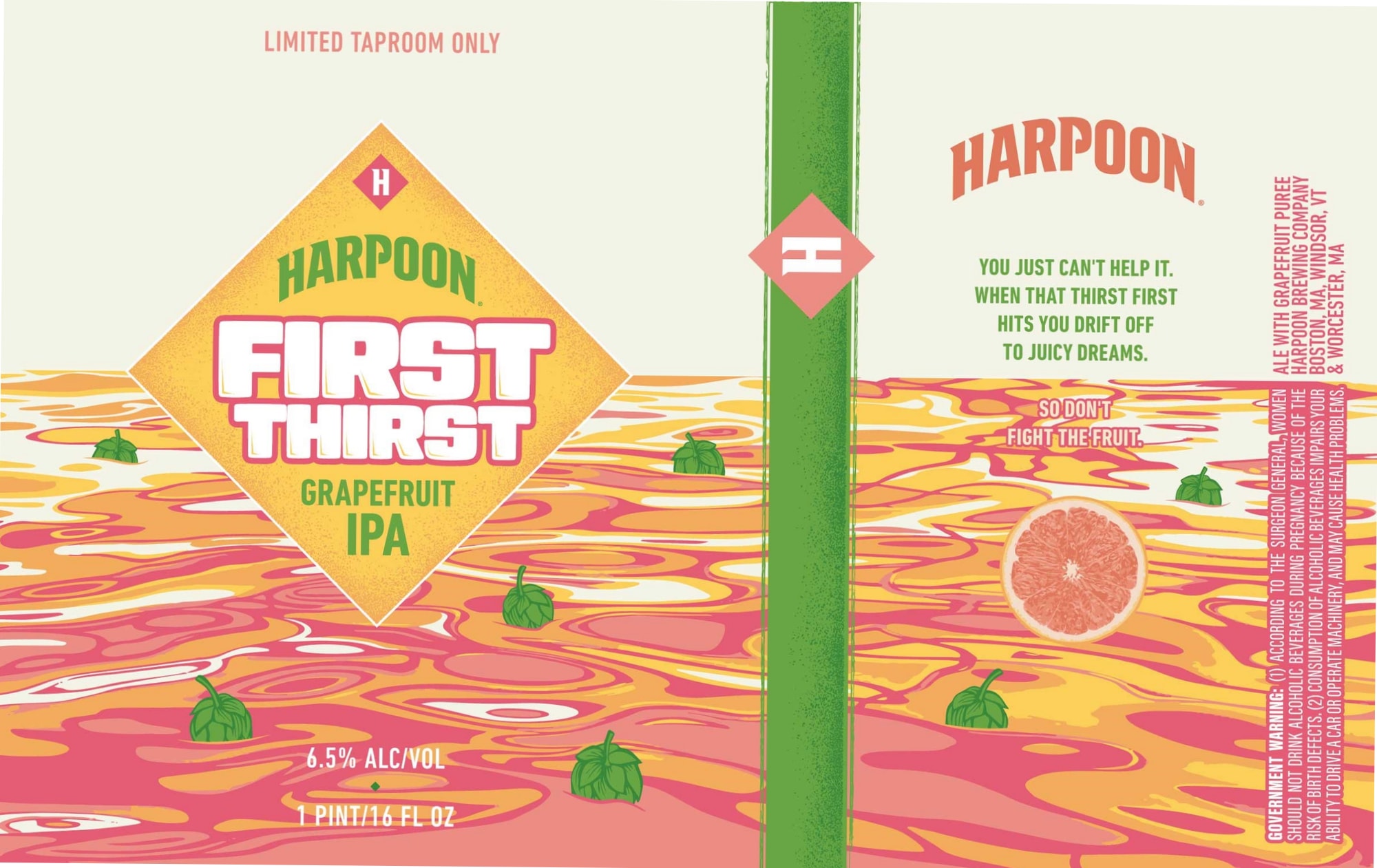 First Thirst Grapefruit IPA by Harpoon Brewery - beer label