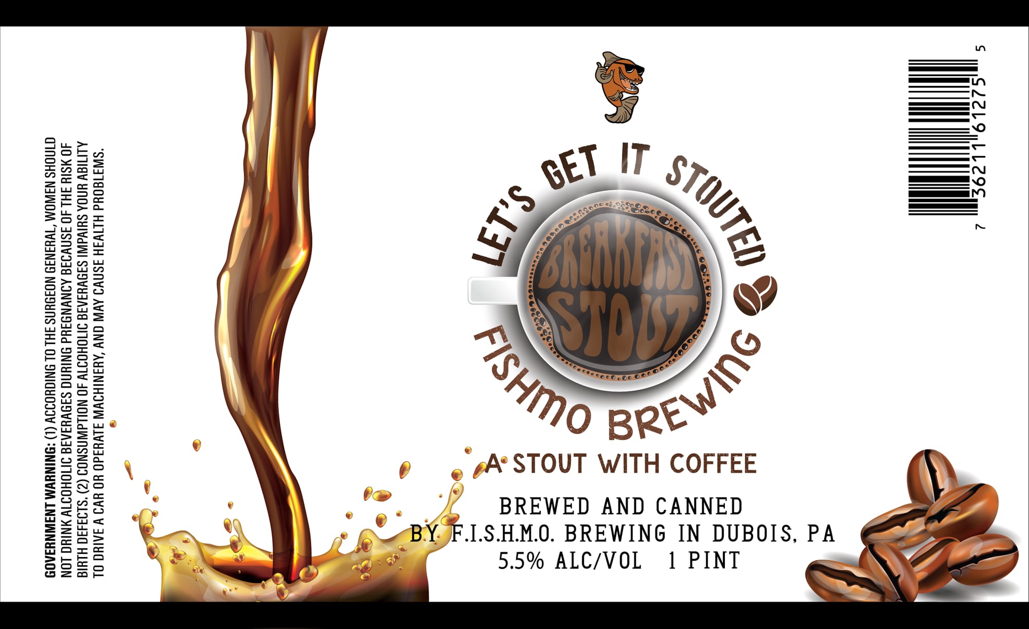 Fishmo Stout by F.I.S.H.M.O. Brewing - beer label