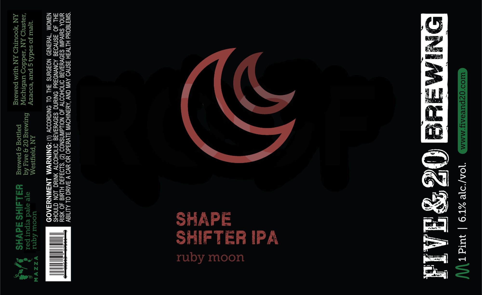 Shape Shifter Ruby Moon by Five & 20 Brewing - beer label