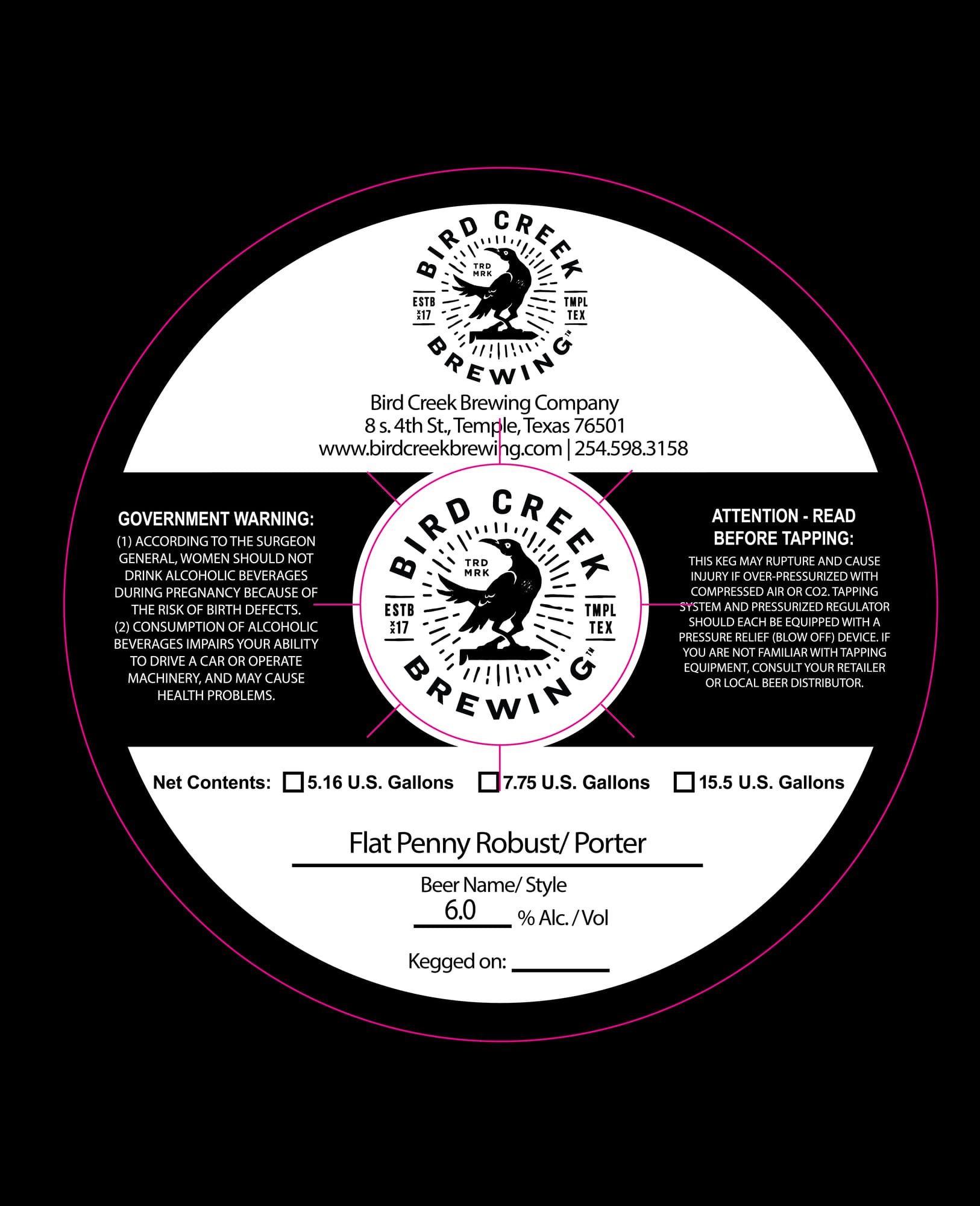 Flat Penny Robust Porter by Bird Creek Brewing Company - beer label