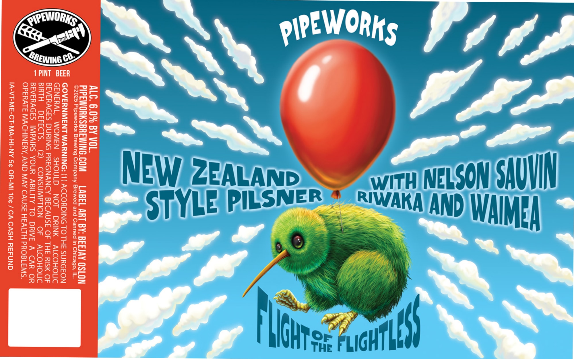 Flight of the Flightless by Pipeworks Brewing Co. - beer label