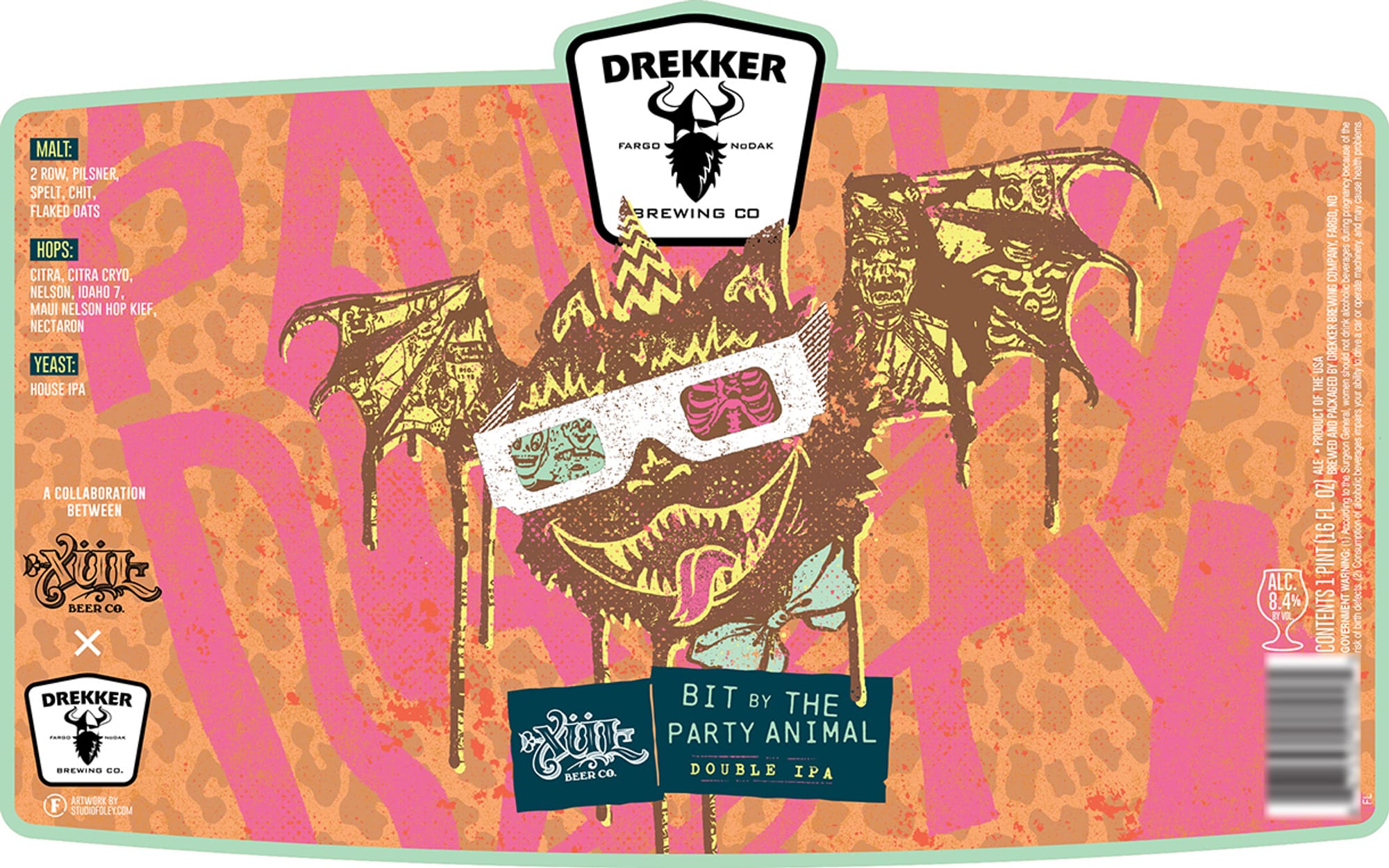 Bit by the Party Animal by Drekkër Brewing Co. - beer label