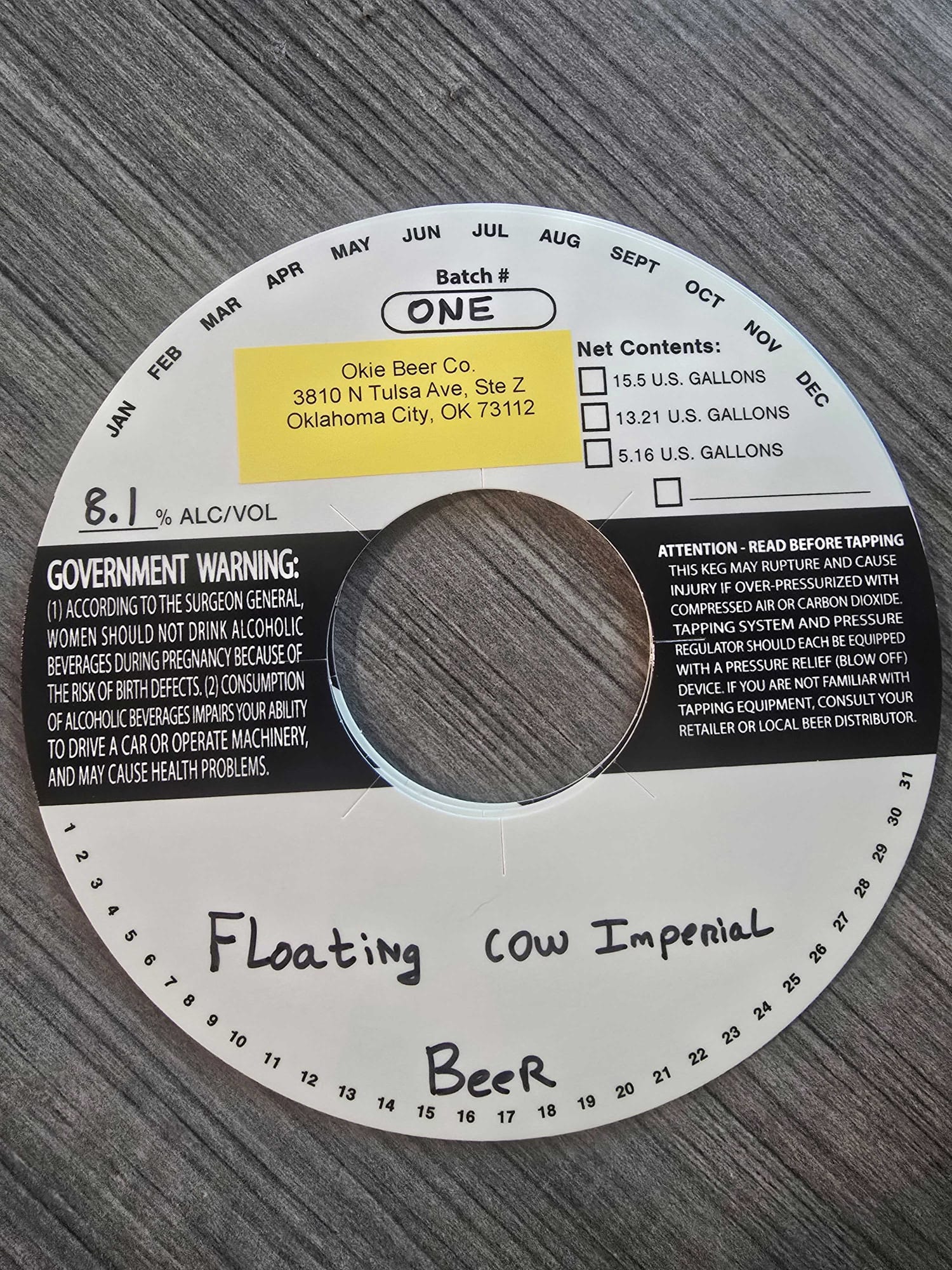 Floating Cow Imperial Beer by Okie Beer Co. - beer label
