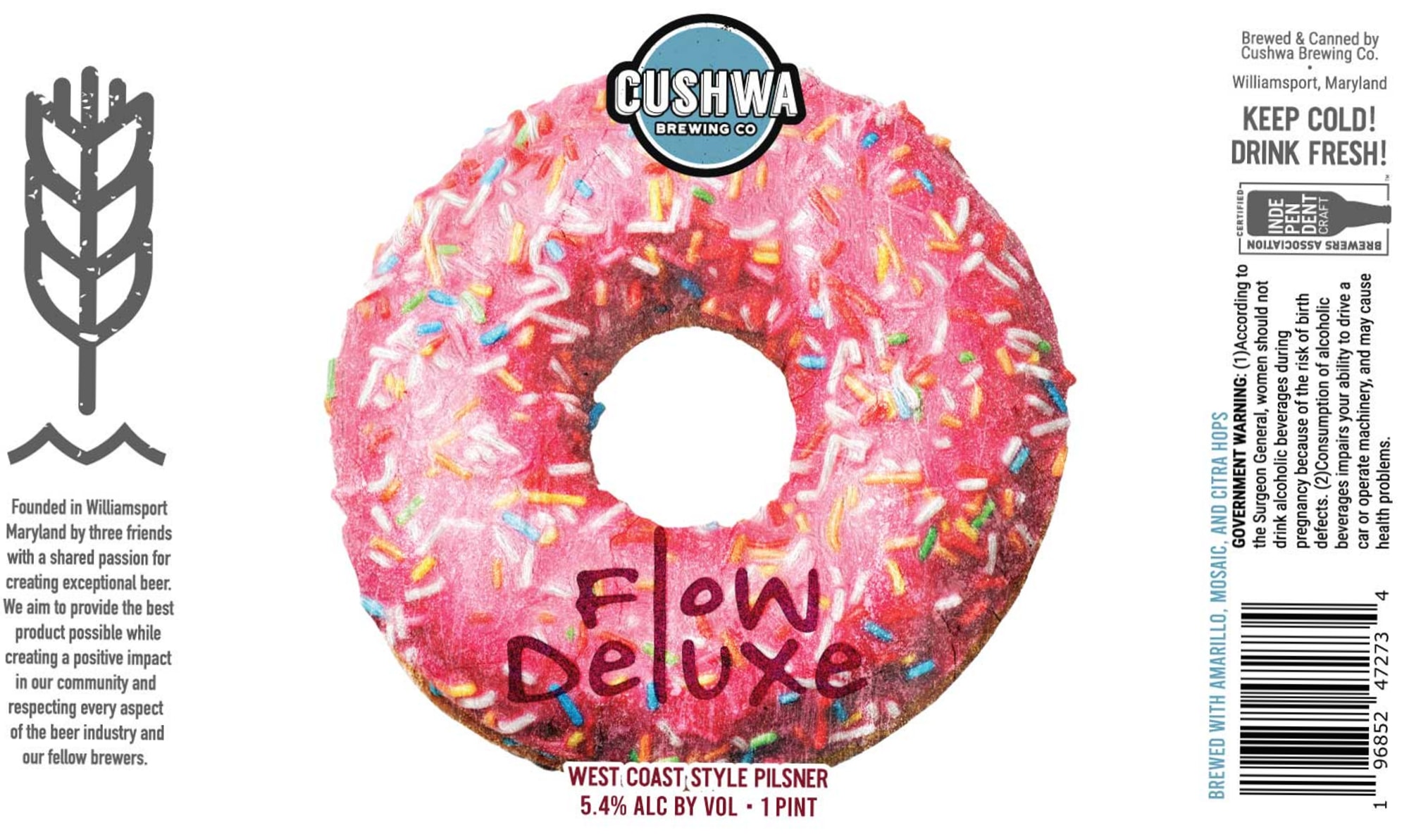 Flow Deluxe by Cushwa Brewing Co. - beer label