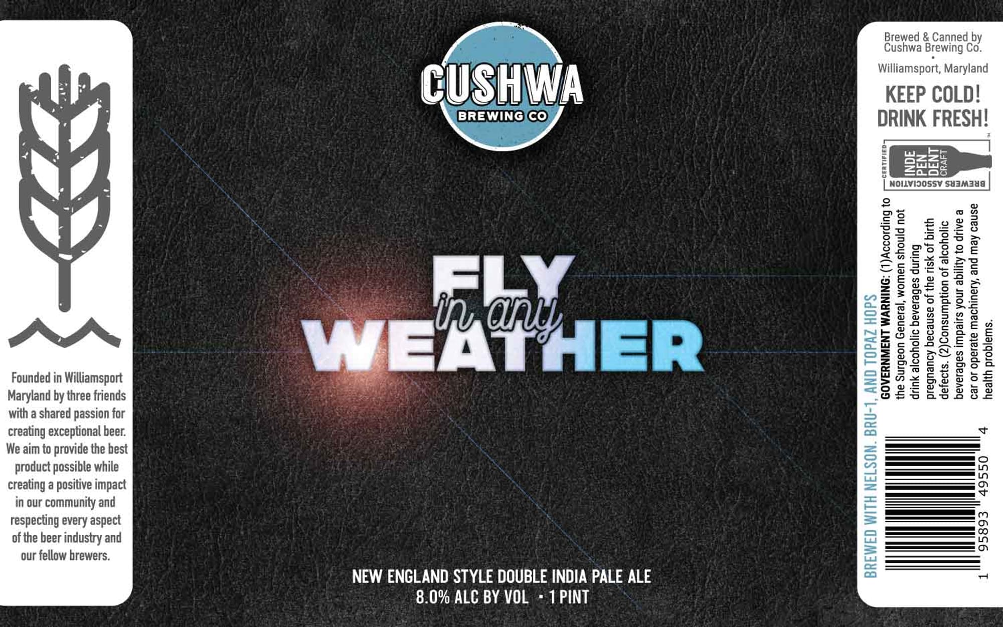 Fly in Any Weather by Cushwa Brewing Co. - beer label