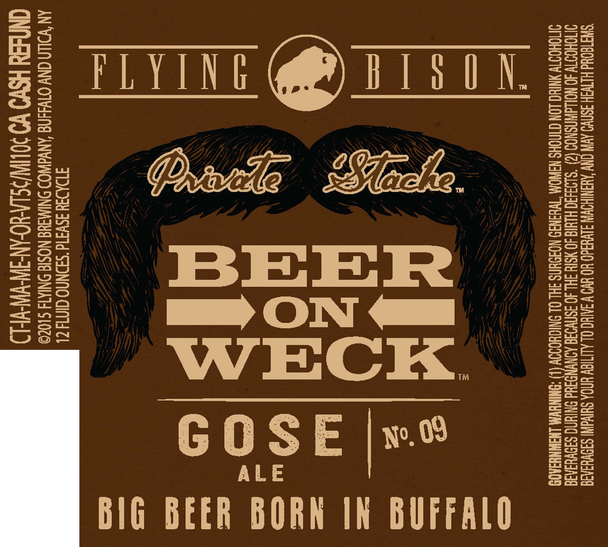 Private Stache Gose No. 09 by Flying Bison Brewing Company - beer label