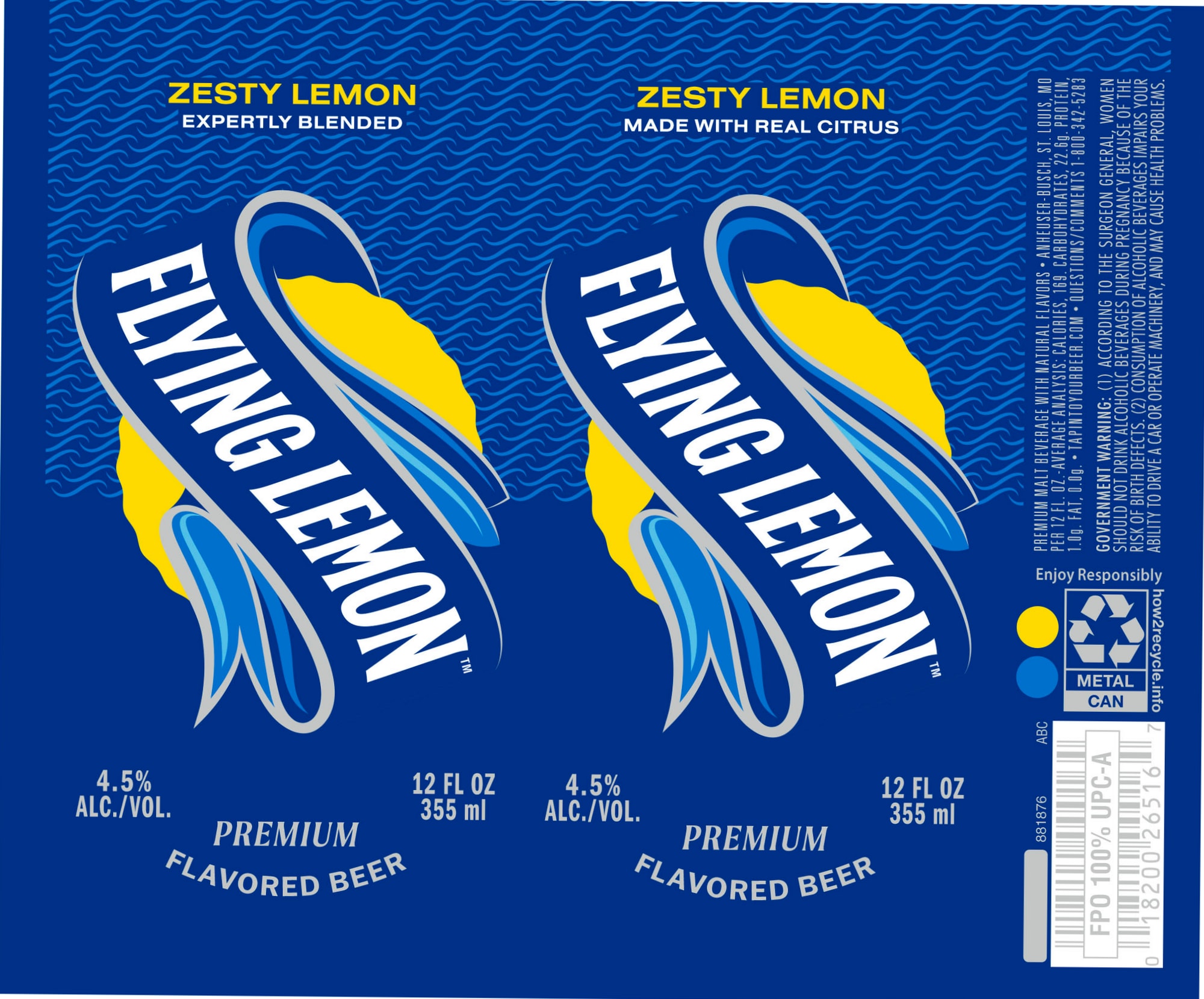 Flying Lemon by Anheuser-Busch - beer label