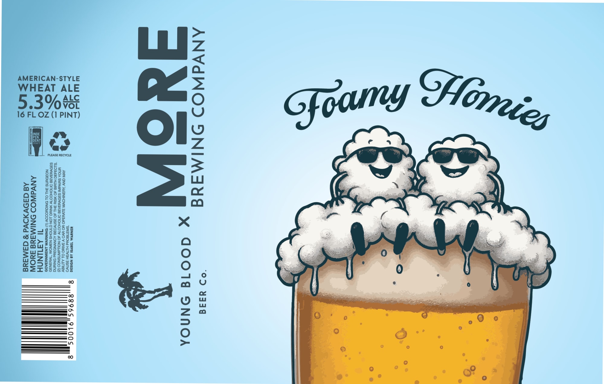 Foamy Homies by More Brewing Company x Young Blood Beer Co. - beer label