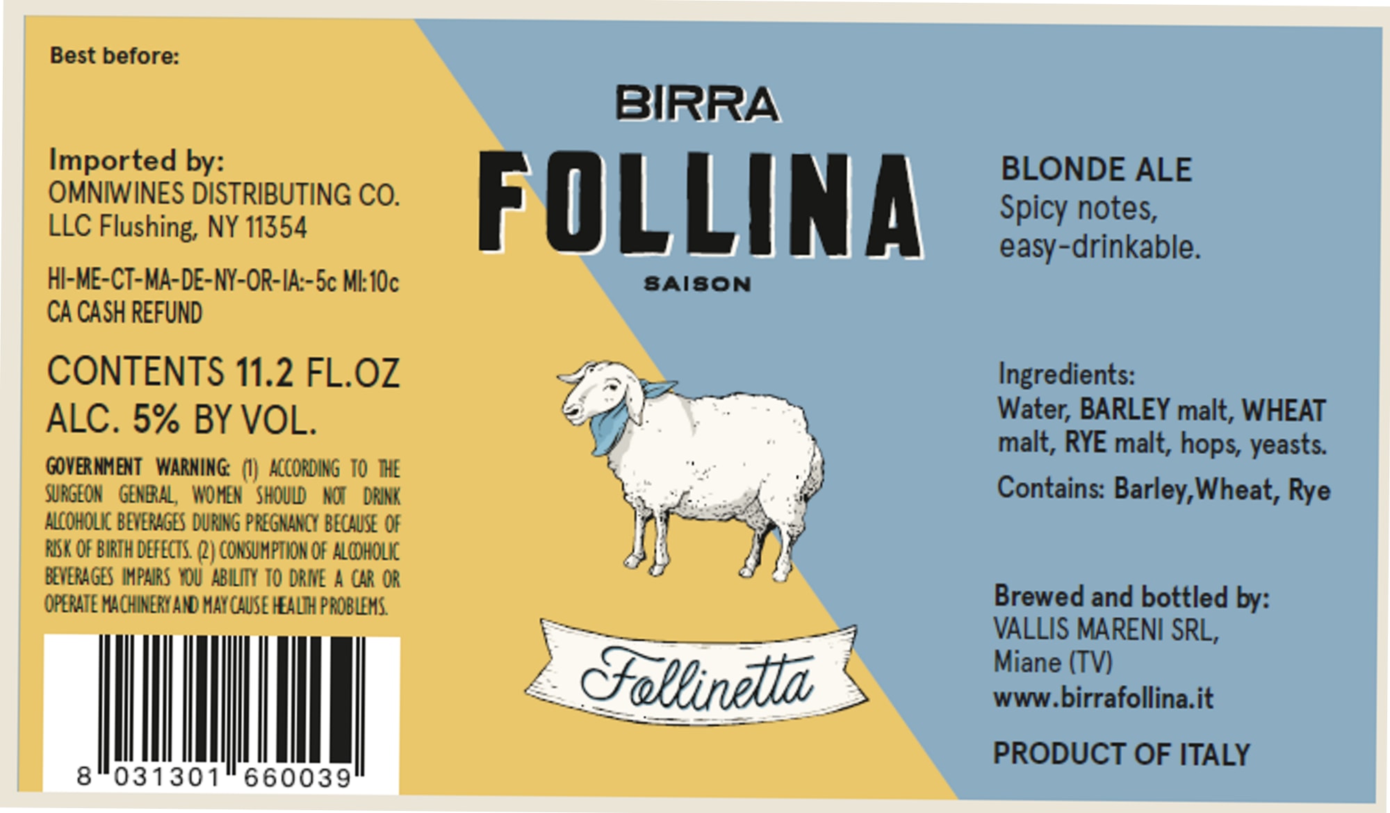 Follina Saison by Birra Follina - beer label