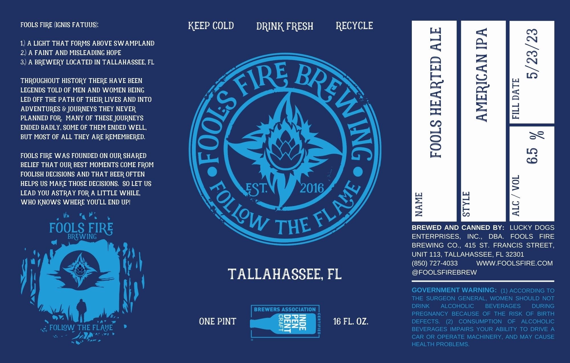 Fools Hearted Ale by Fools Fire Brewing - beer label